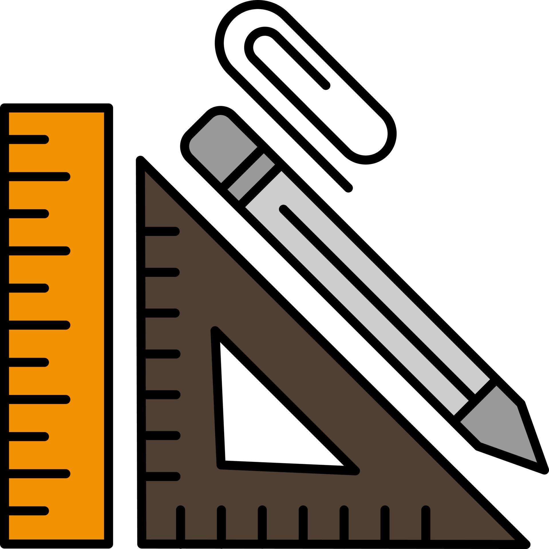 Scale Construction Pencil Repair Ruler Clip Flat Color Icon Vector icon