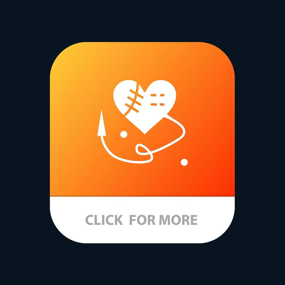 Sewing Heart Broken Heart Heart  Mobile App Button Android and IOS Glyph Version vector