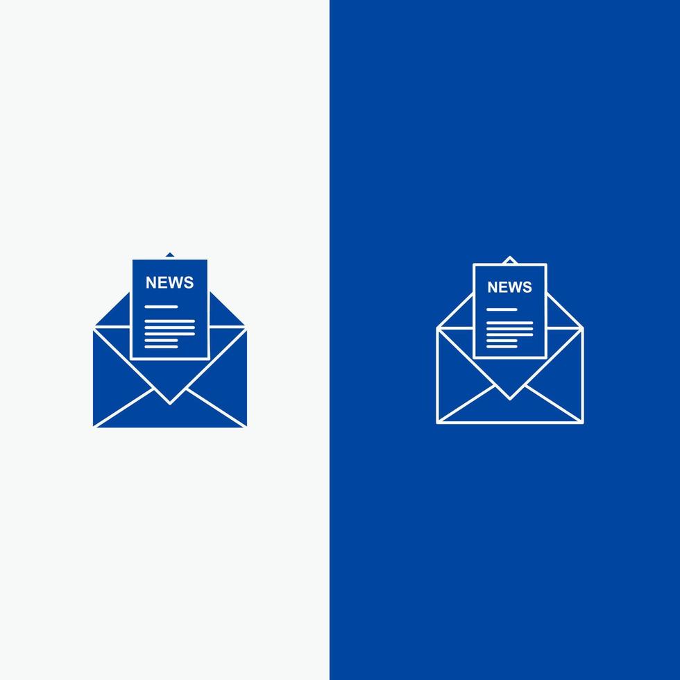 News Email Business Corresponding Letter Line and Glyph Solid icon Blue banner Line and Glyph Solid icon Blue banner vector