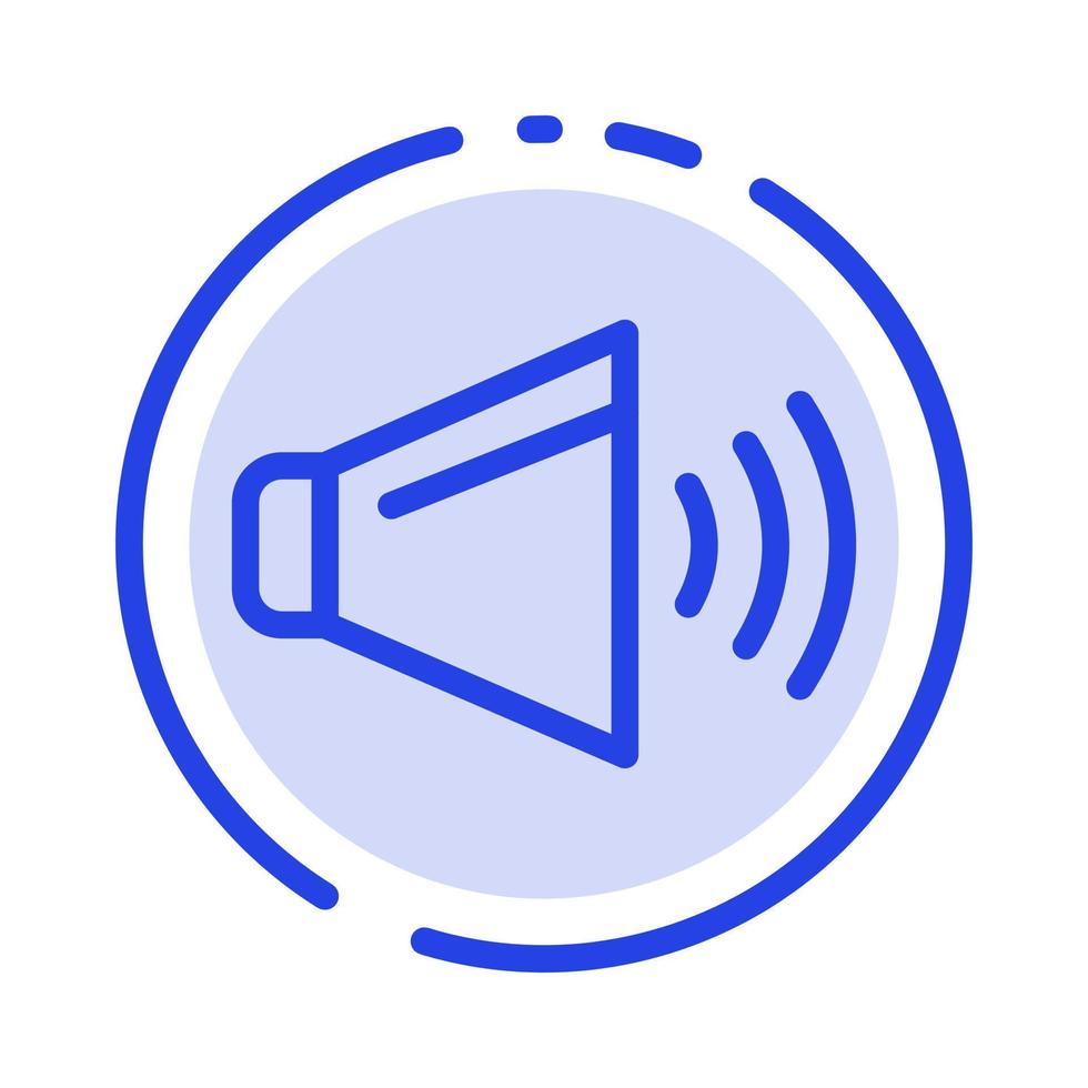 Sound Speaker Volume On Blue Dotted Line Line Icon vector