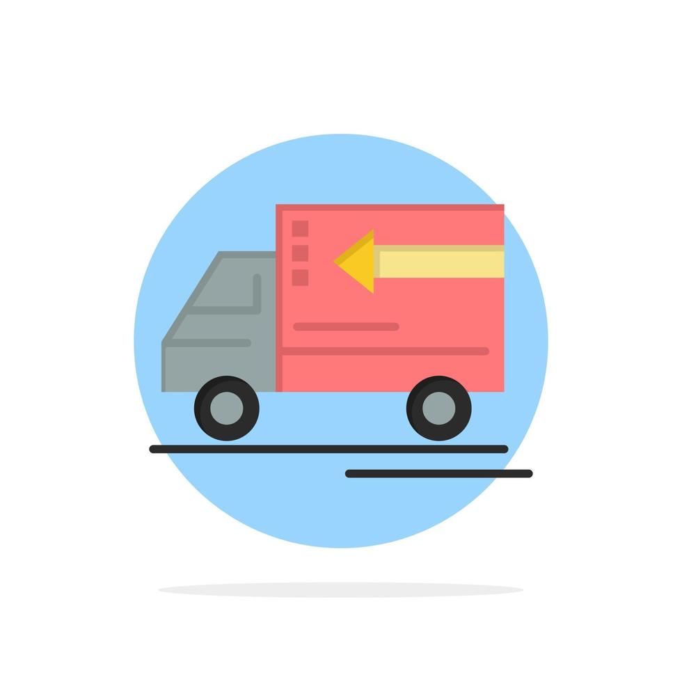 icono de color plano de fondo de círculo abstracto de vehículo de mercancías de entrega de camiones vector