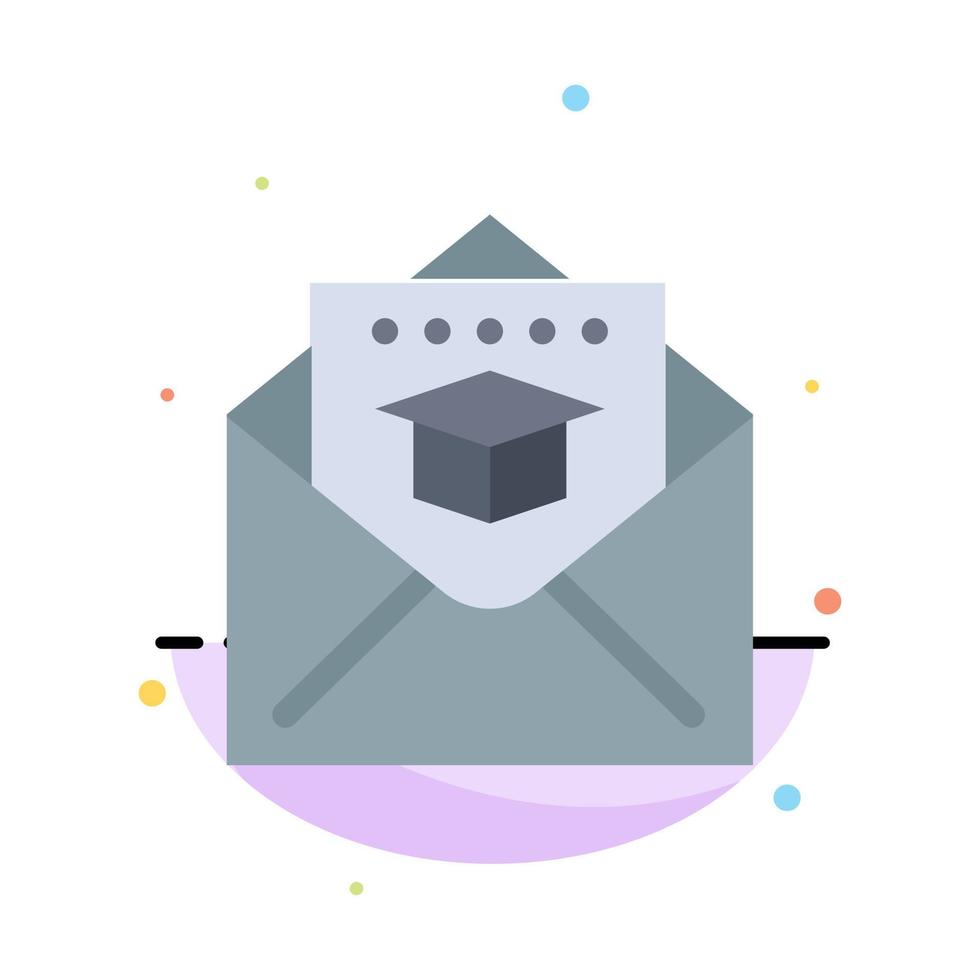 Cap Education Graduation Mail Abstract Flat Color Icon Template vector