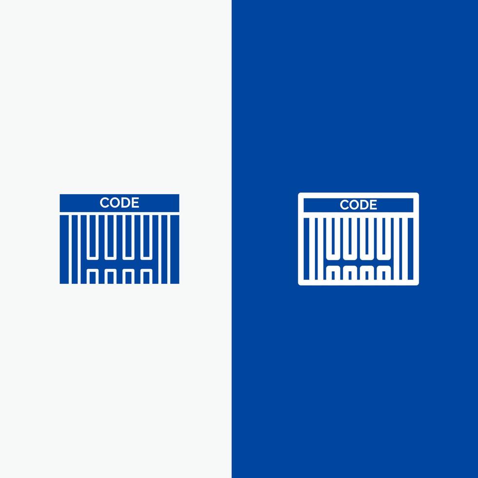 Bar Barcode Code Shopping Line and Glyph Solid icon Blue banner vector