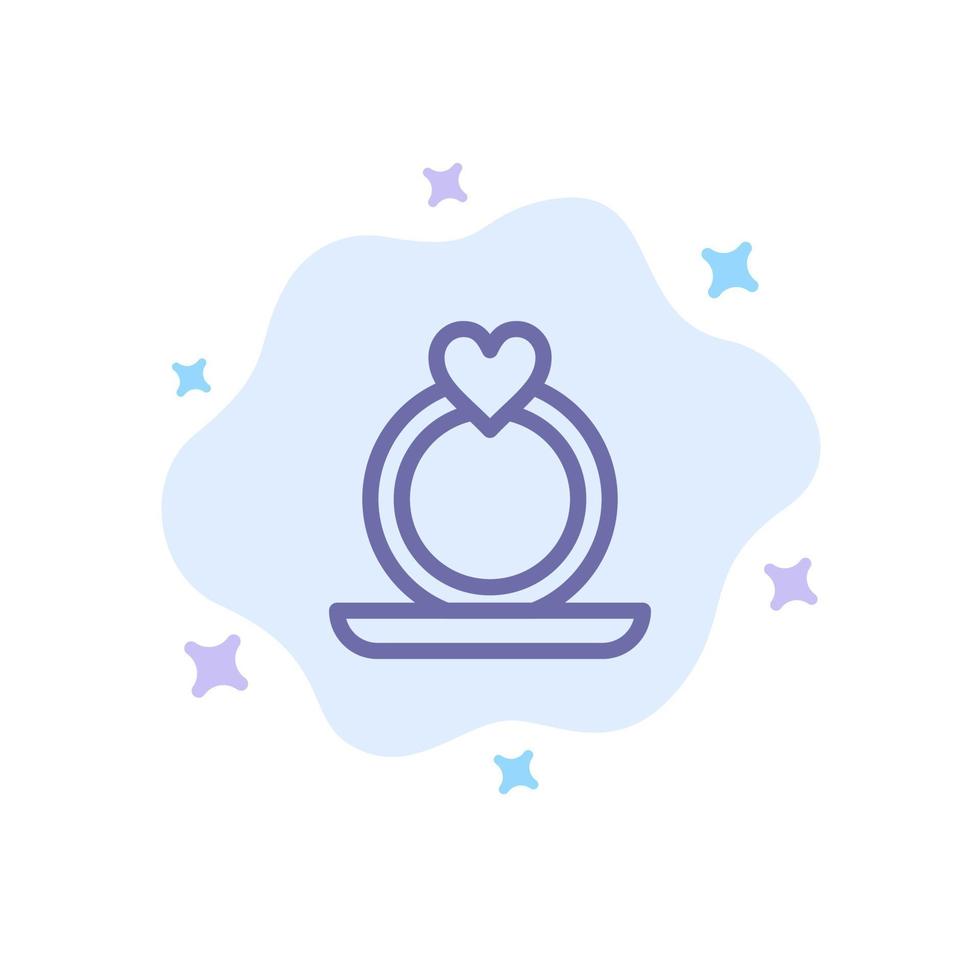 Ring Heart Proposal Blue Icon on Abstract Cloud Background vector