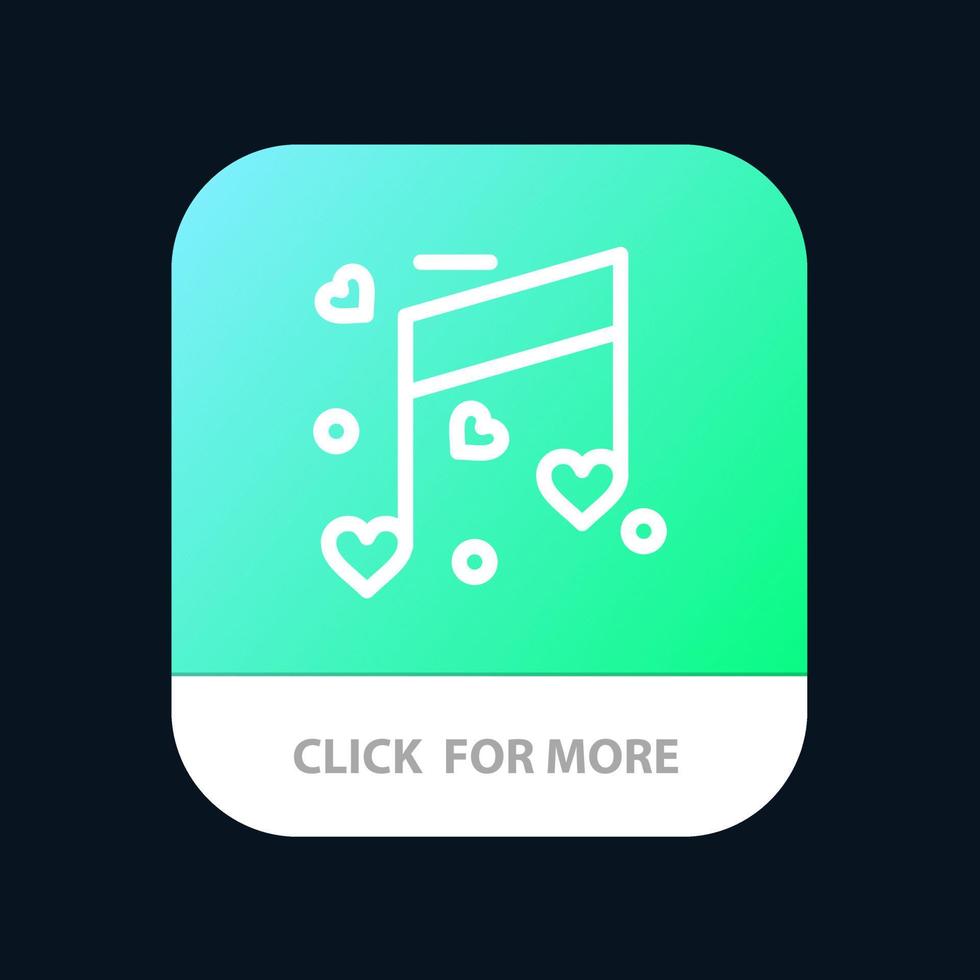 música amor corazón boda botón de aplicación móvil versión de línea android e ios vector