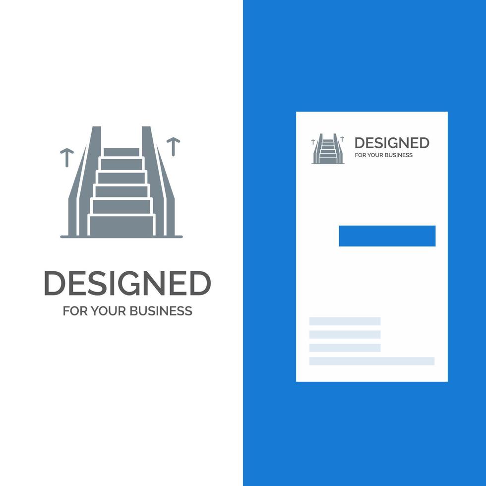 diseño de logotipo gris de escalera eléctrica y plantilla de tarjeta de visita vector