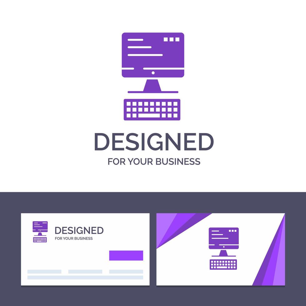 Creative Business Card and Logo template Computer Keyboard Monitor Computing Vector Illustration