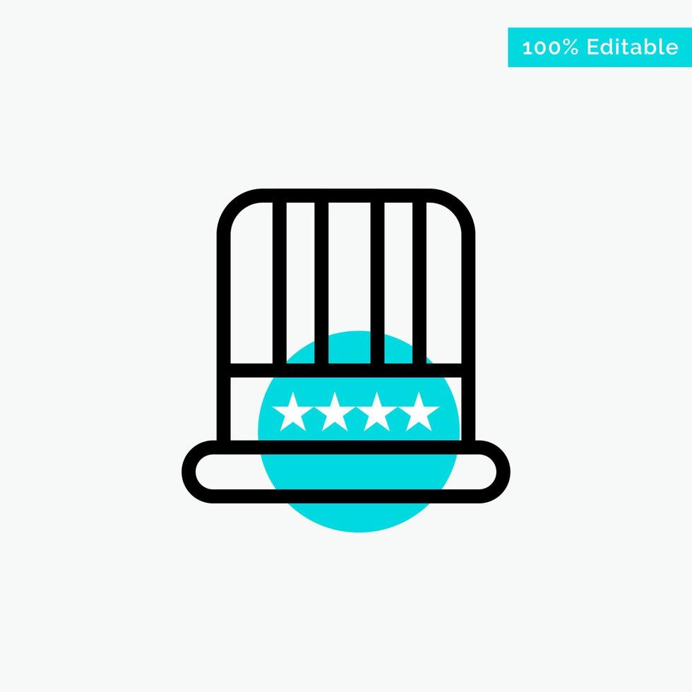 Hat Cap American Usa turquoise highlight circle point Vector icon