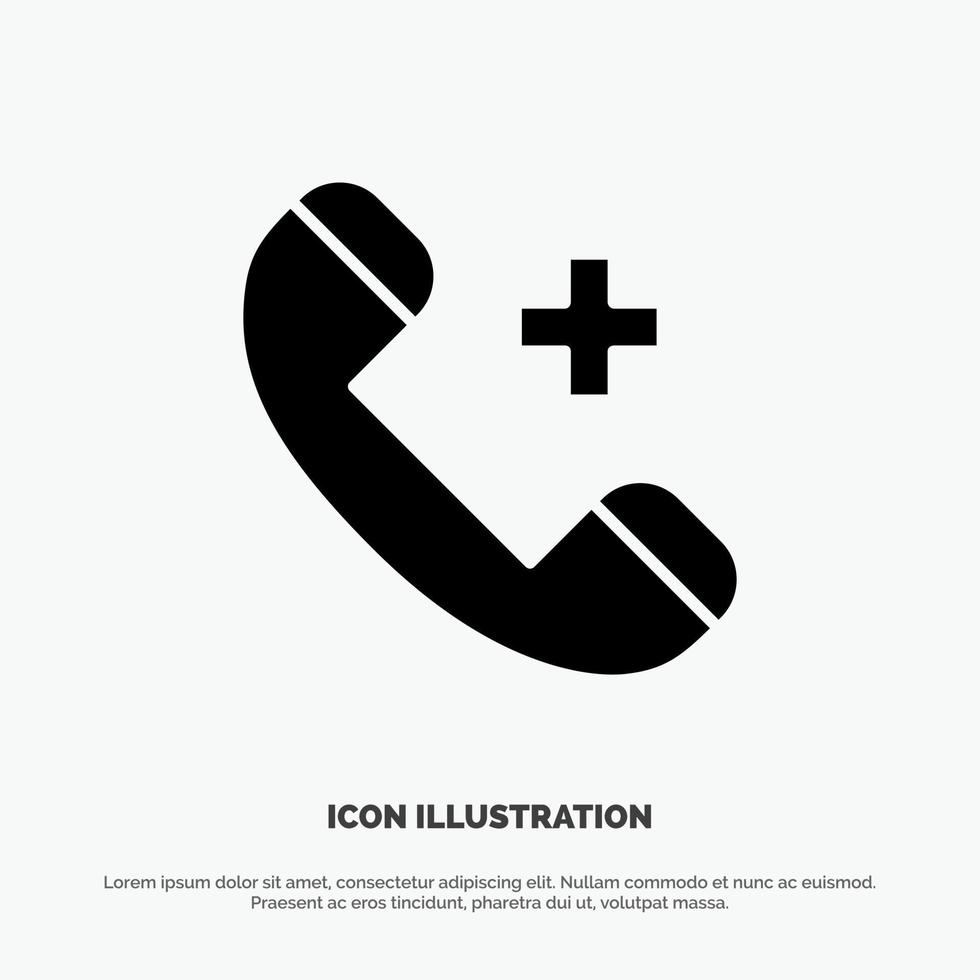 Call Ring Hospital Phone Delete solid Glyph Icon vector