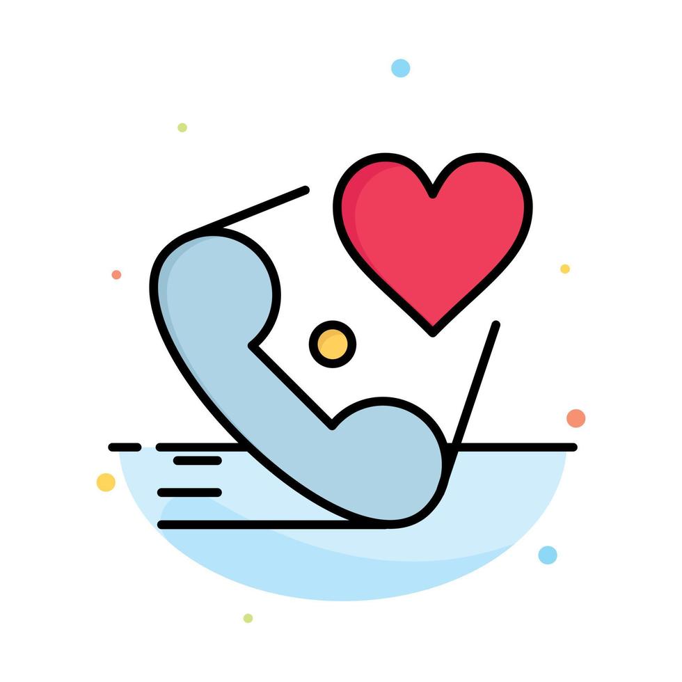 Telephone Call Heart Love Valentine Abstract Flat Color Icon Template vector