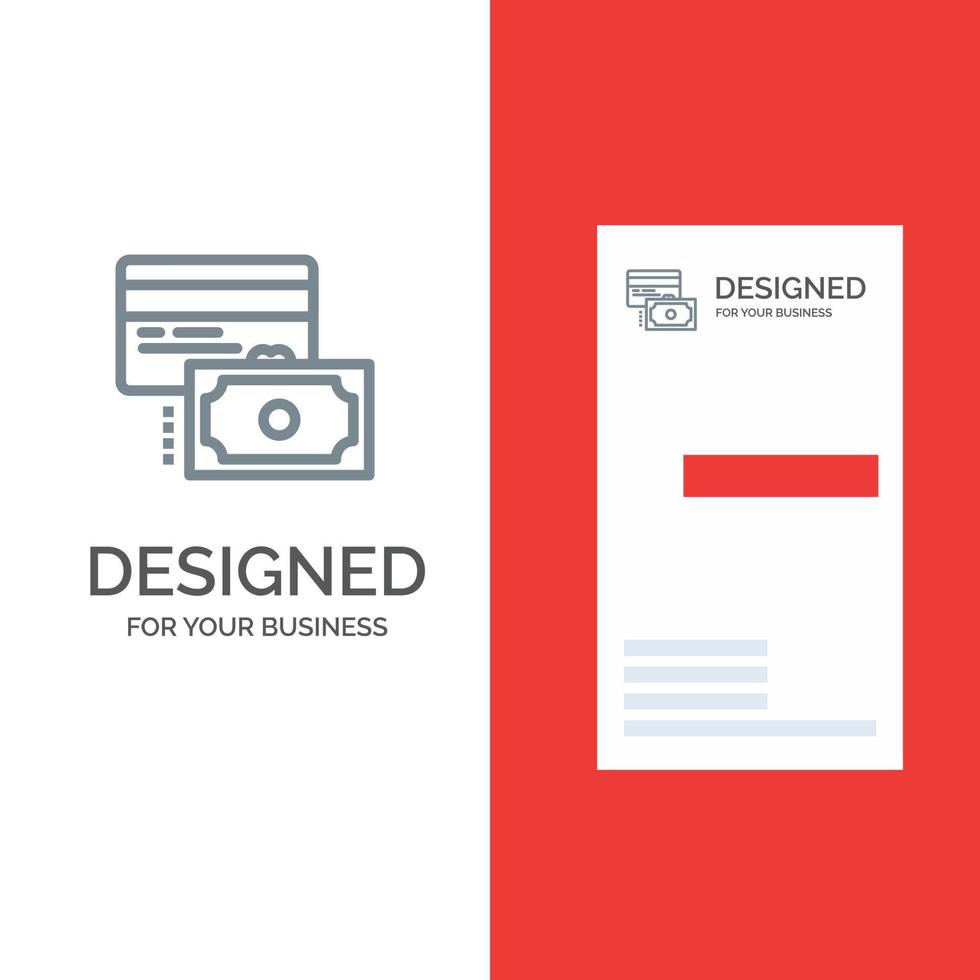 Card Credit Payment Money Grey Logo Design and Business Card Template vector