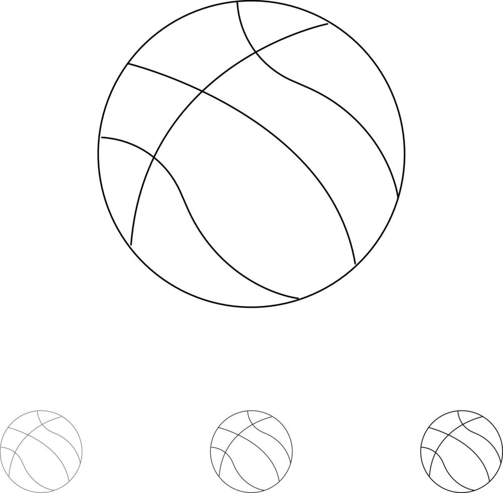 Ball Basketball Nba Sport Bold and thin black line icon set vector