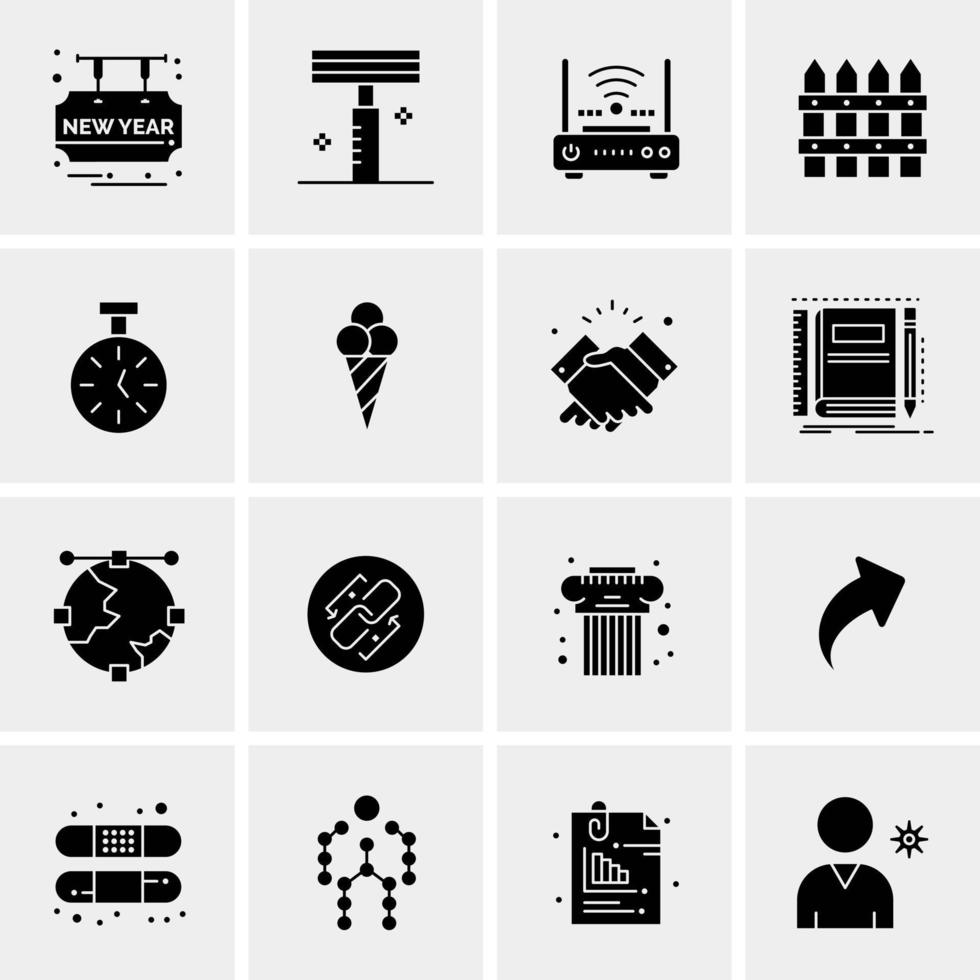 16 iconos de negocios universales vector ilustración de icono creativo para usar en proyectos relacionados con la web y dispositivos móviles