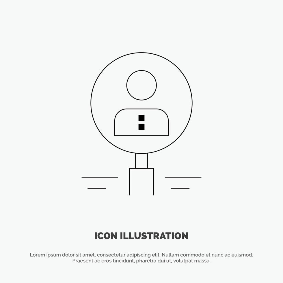 Find Glass Hiring Human Magnifier People Resource Search Line Icon Vector