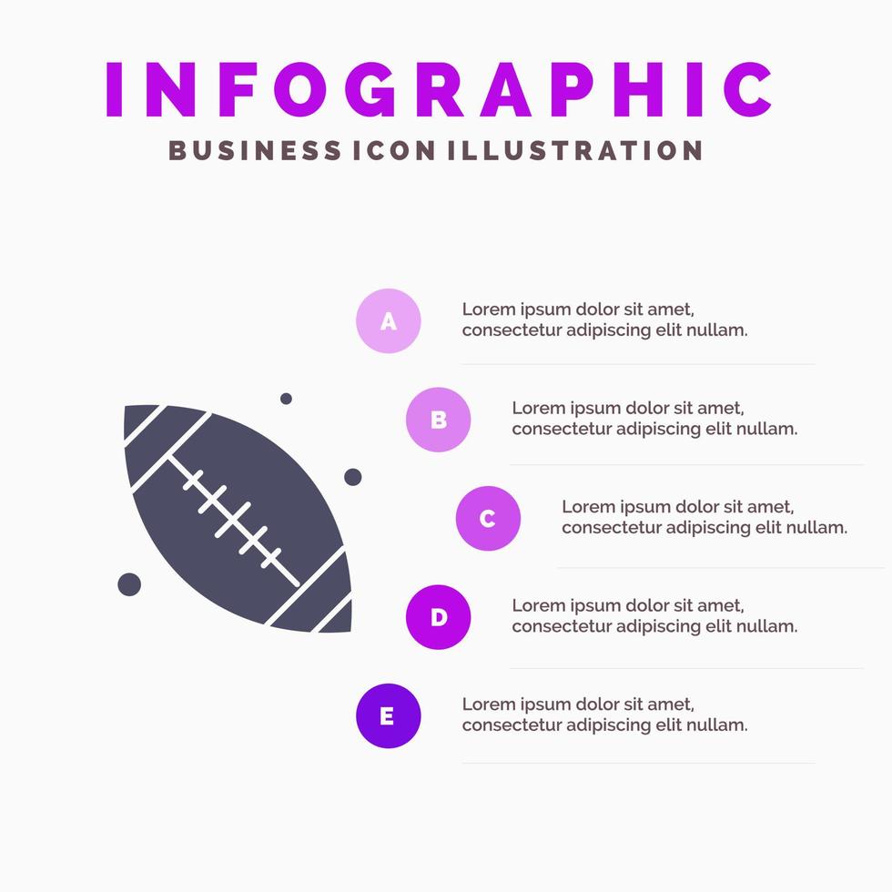 bola de canadá bola base bola de canadá icono sólido infografía 5 pasos presentación antecedentes vector