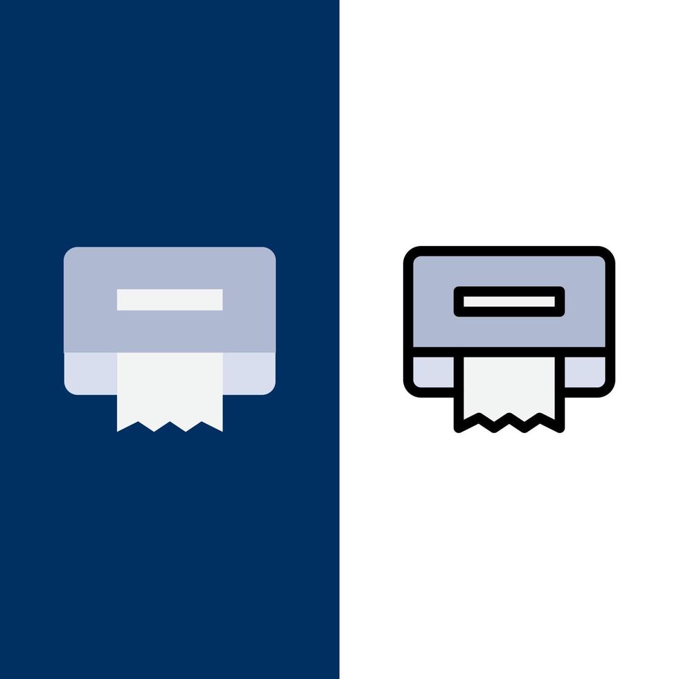 Cleaning Paper Tissue  Icons Flat and Line Filled Icon Set Vector Blue Background