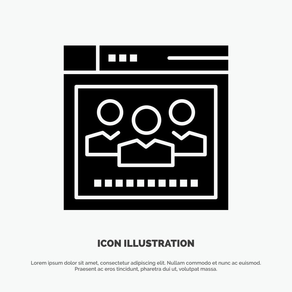 Browser Network Web Education Solid Black Glyph Icon vector