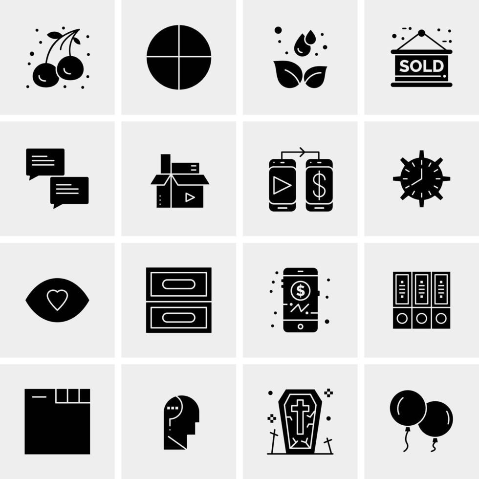 16 iconos de negocios universales vector ilustración de icono creativo para usar en proyectos relacionados con la web y dispositivos móviles