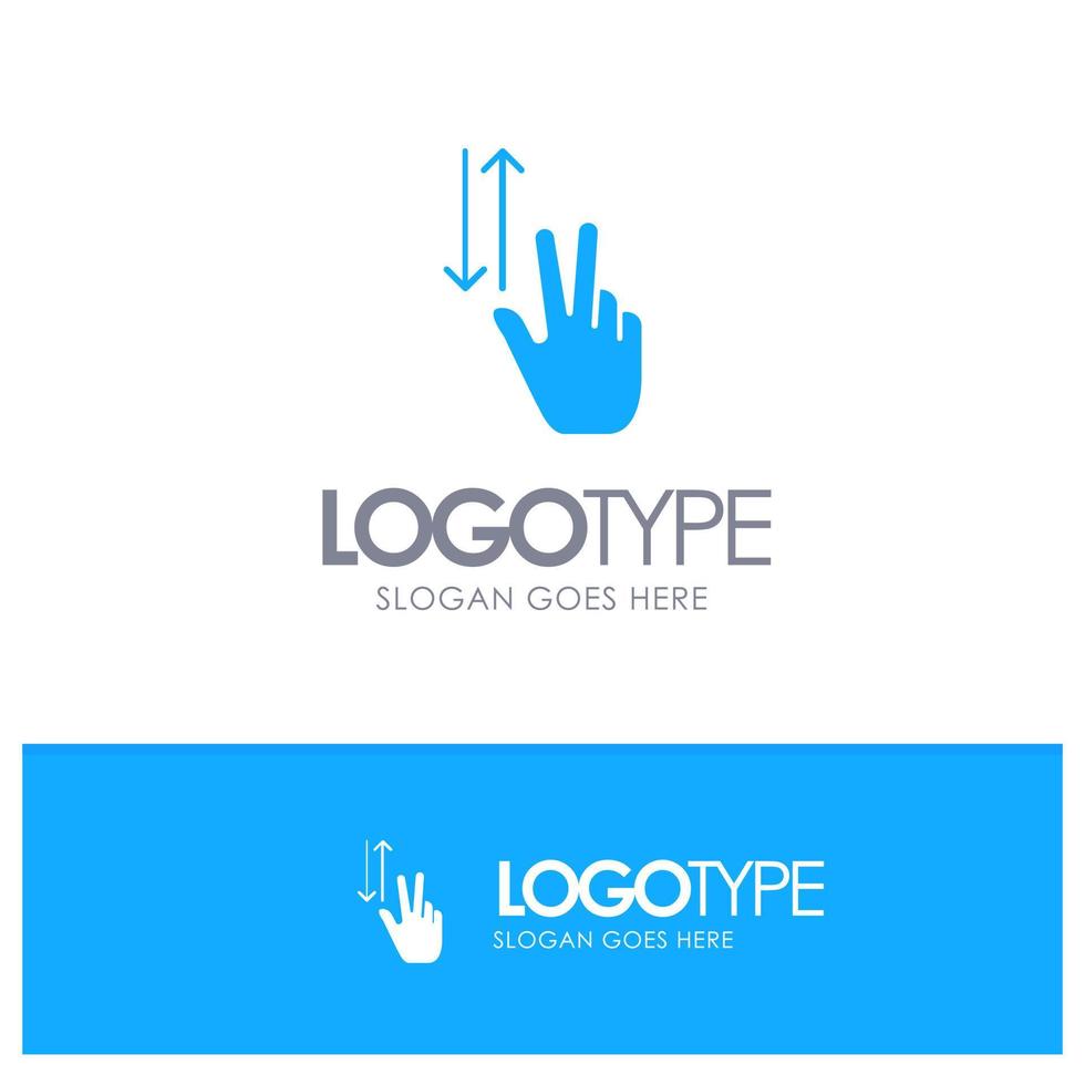 Finger Gestures Two Up Down Blue Solid Logo with place for tagline vector