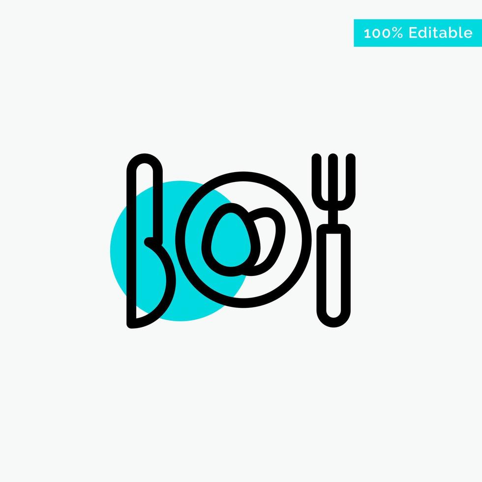 Dinner Egg Easter turquoise highlight circle point Vector icon