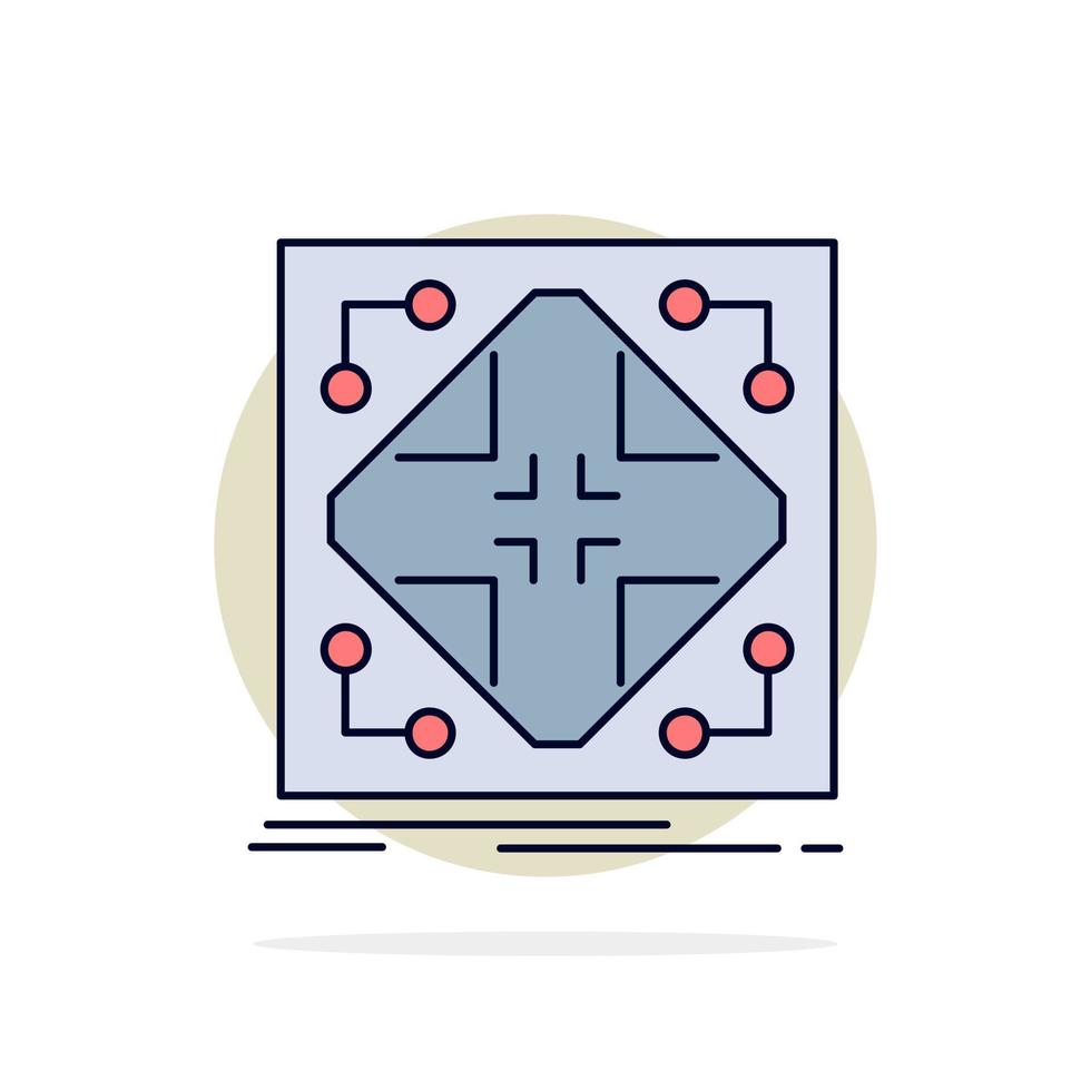 Data infrastructure network matrix grid Flat Color Icon Vector