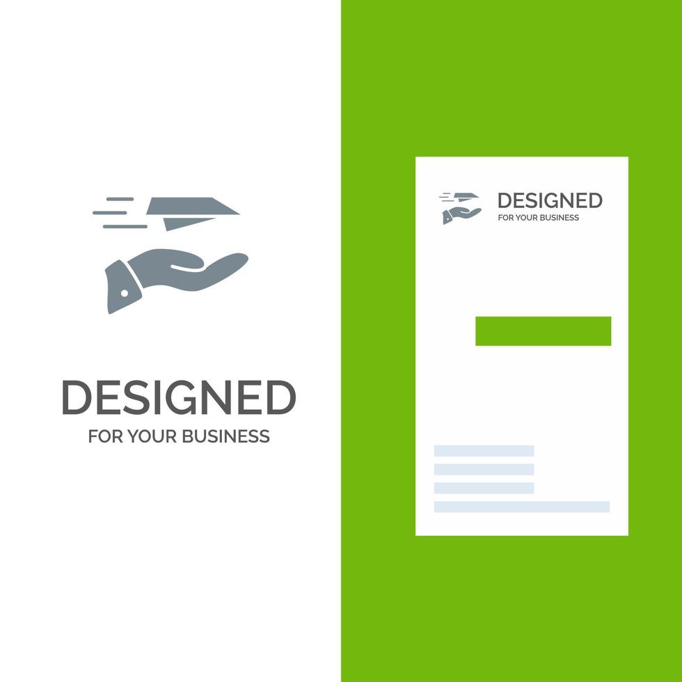 Hand Mail Paper Plane Plane Receive Grey Logo Design and Business Card Template vector