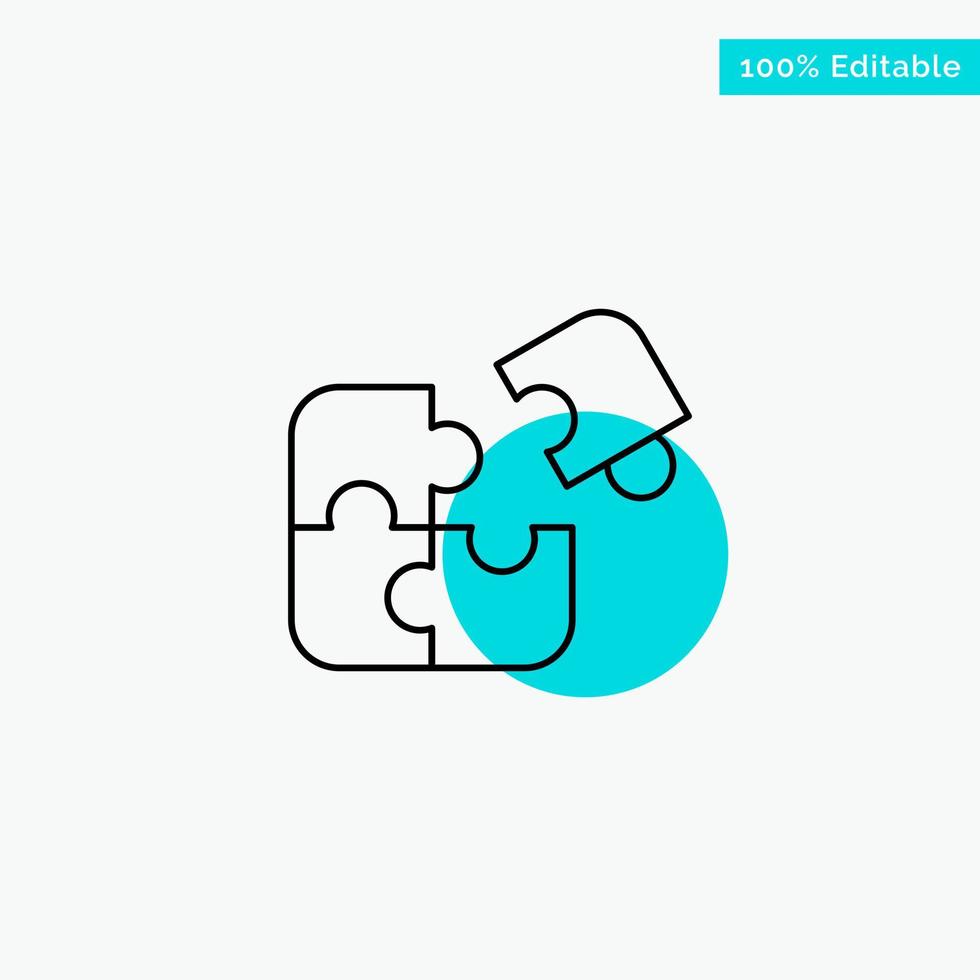 Puzzle Business Jigsaw Match Piece Success turquoise highlight circle point Vector icon