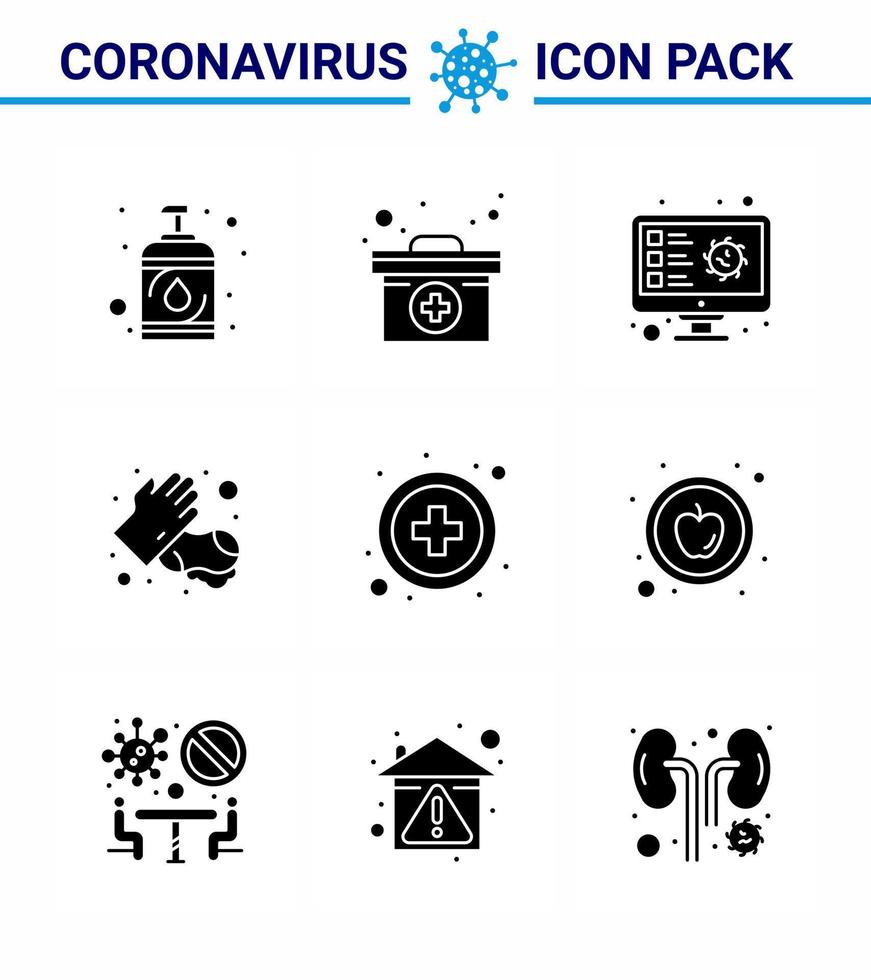 Coronavirus 2019nCoV Covid19 Prevention icon set healthcare medical computer hands record viral coronavirus 2019nov disease Vector Design Elements