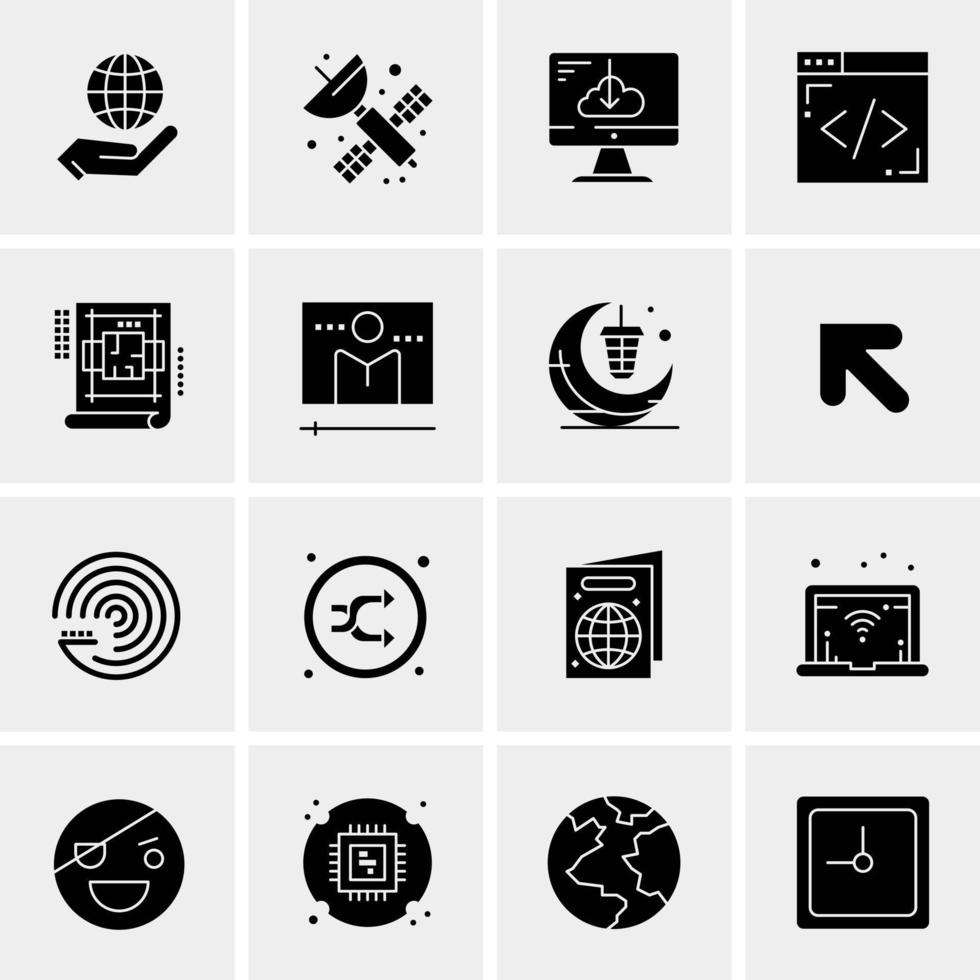 16 iconos de negocios universales vector ilustración de icono creativo para usar en proyectos relacionados con la web y dispositivos móviles