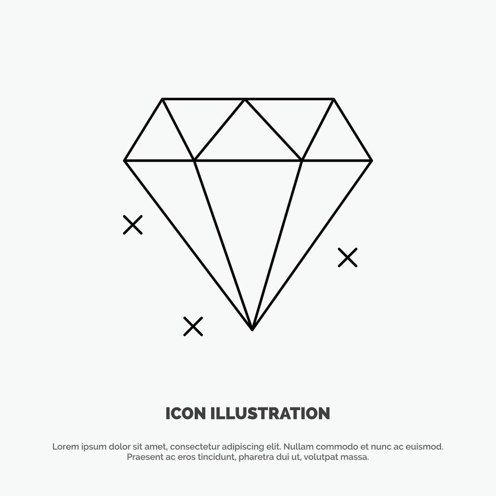 Diamond Jewelry Vector Line Icon