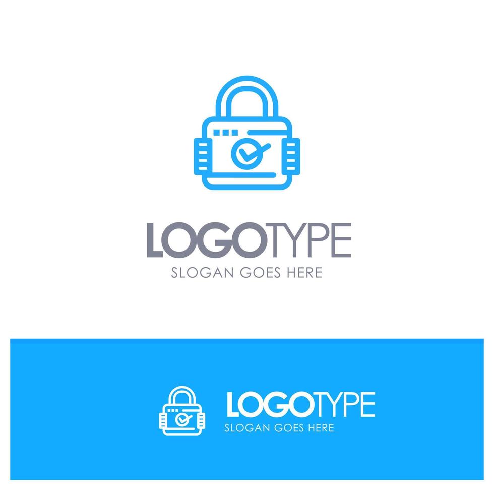 Lock Padlock Security Secure Blue Outline Logo Place for Tagline vector