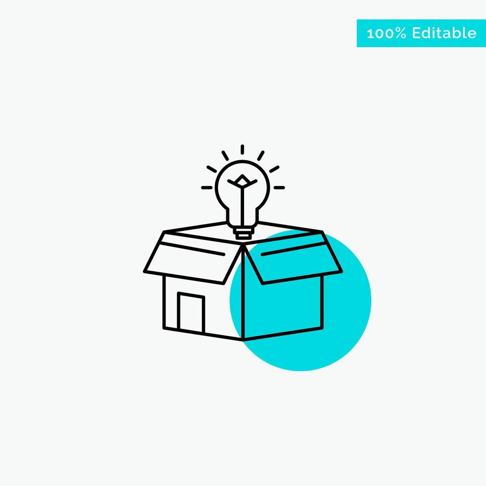 Box Business Idea Solution Bulb turquoise highlight circle point Vector icon