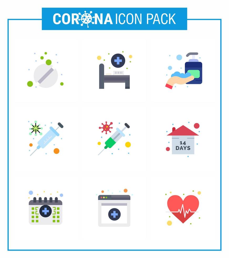 9 Flat Color coronavirus epidemic icon pack suck as quarantine risk hand virus protection viral coronavirus 2019nov disease Vector Design Elements