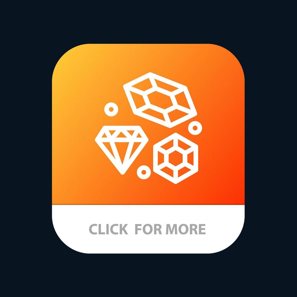 Diamond Love Heart Wedding Mobile App Button Android and IOS Line Version vector