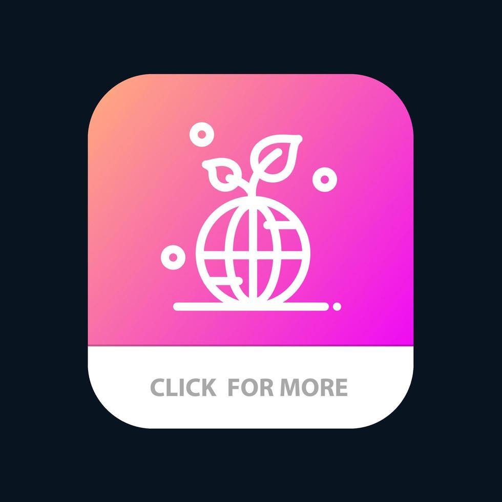 Earth Green Planet Save World Mobile App Button Android and IOS Line Version vector