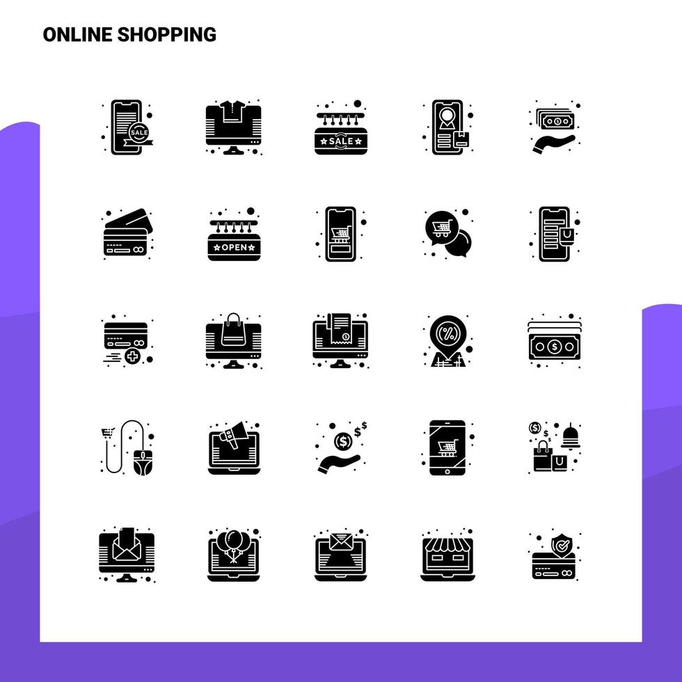 25 Online Shopping Icon set Solid Glyph Icon Vector Illustration Template For Web and Mobile Ideas for business company