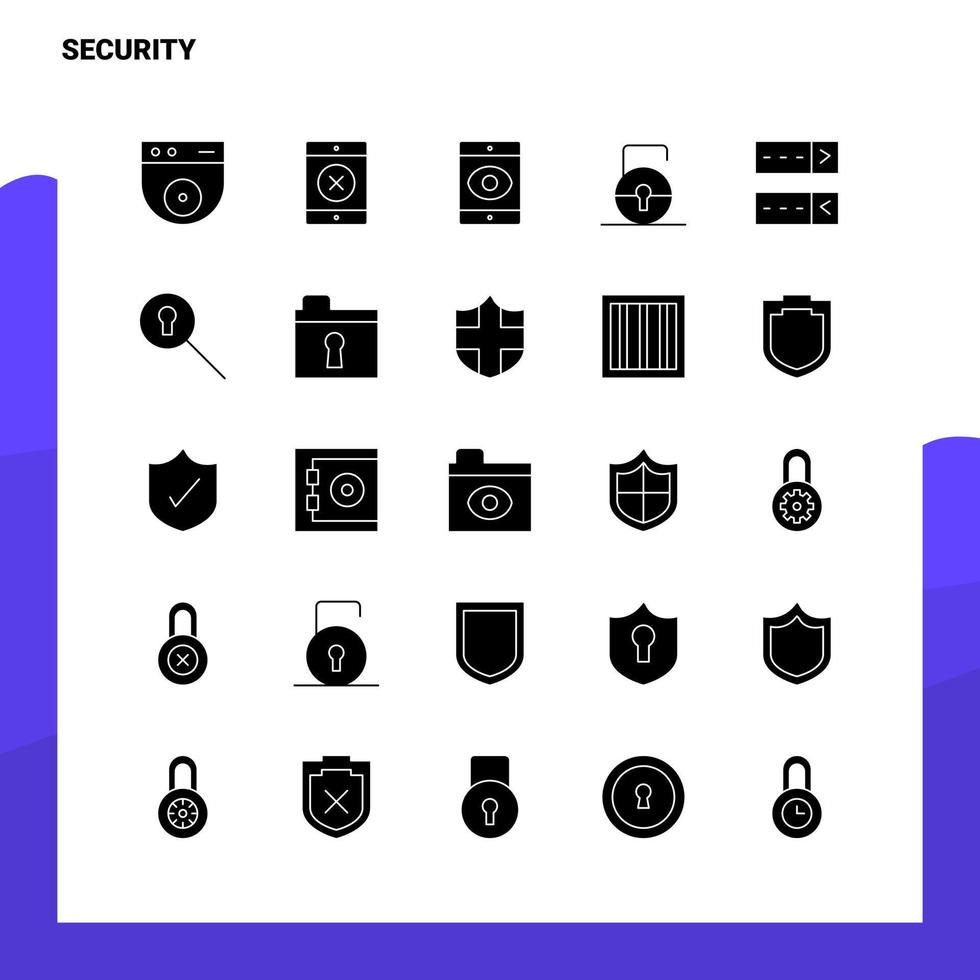 25 conjunto de iconos de seguridad plantilla de ilustración de vector de icono de glifo sólido para ideas web y móviles para empresa comercial