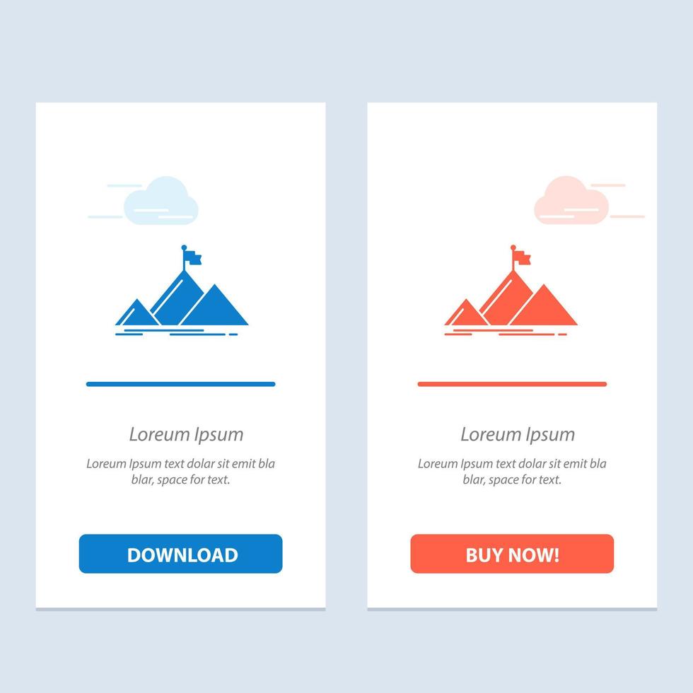 Success Mountain Peak Flag   Blue and Red Download and Buy Now web Widget Card Template vector