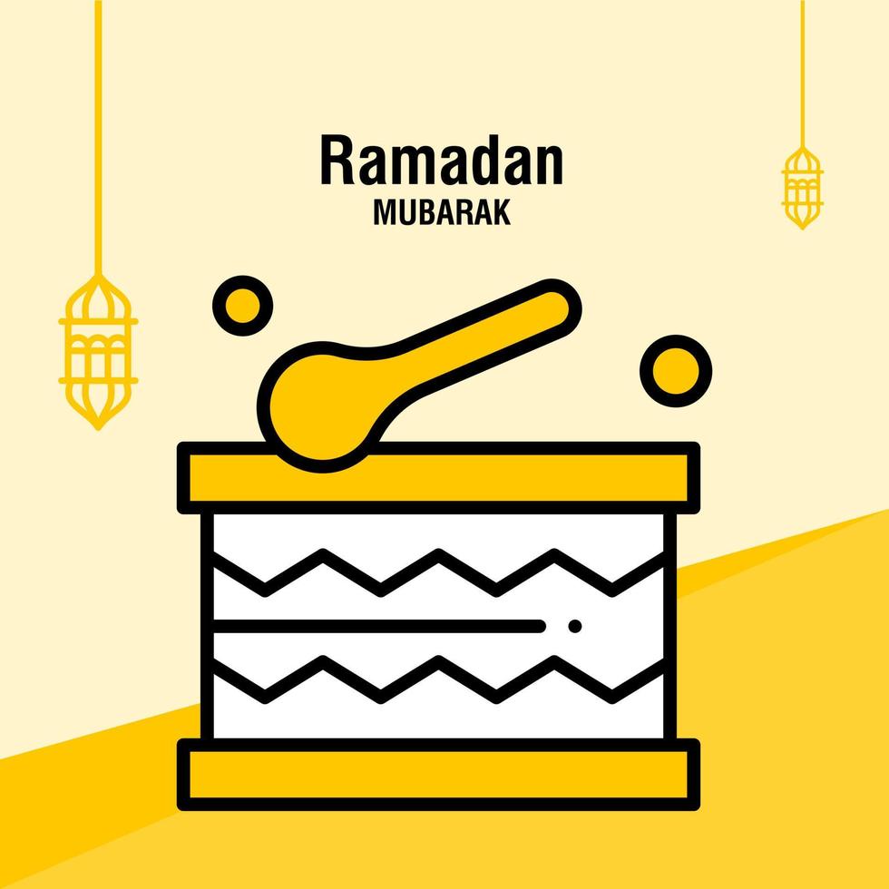 Ramadan kareem greeting template islamic crescent and arabic lantern vector illustration