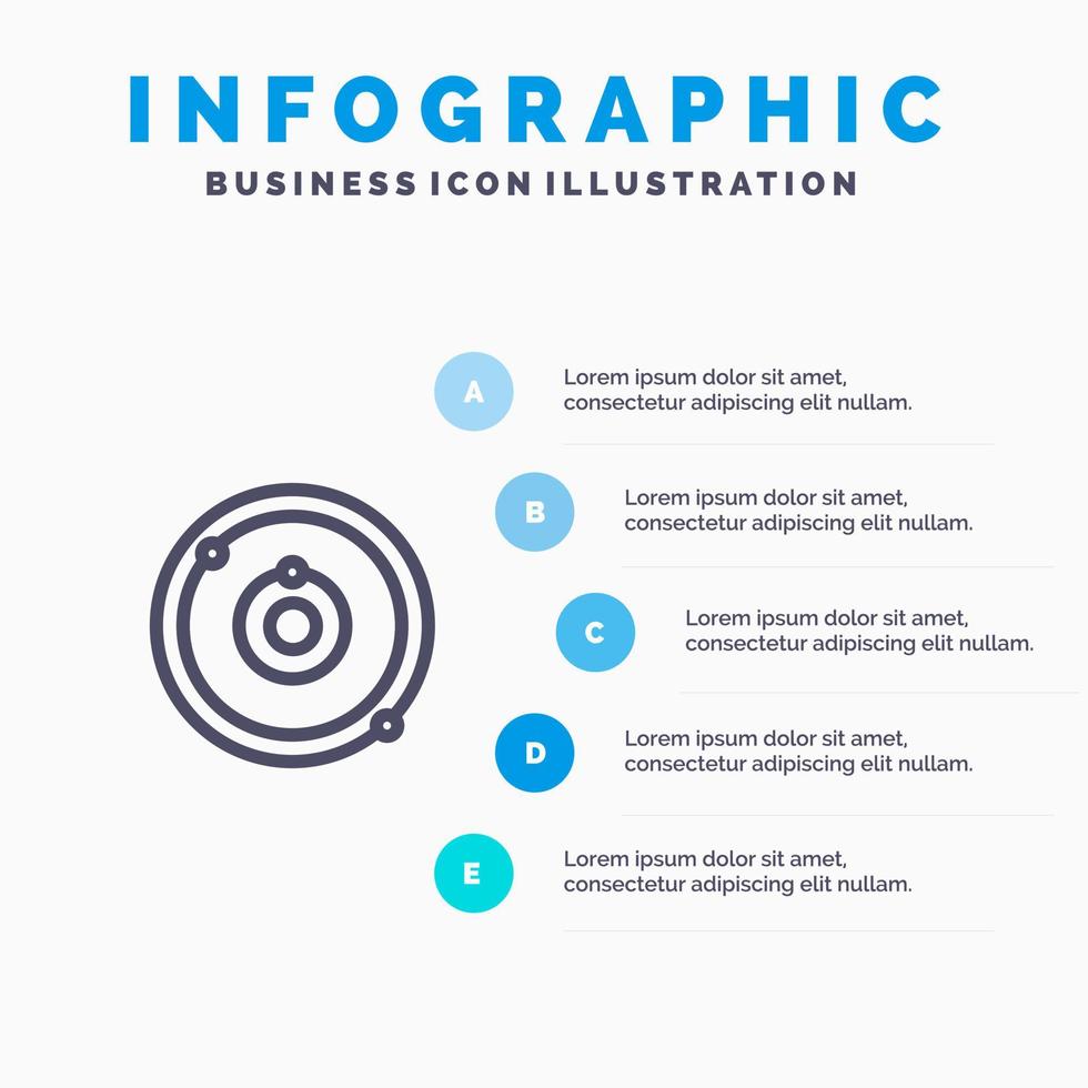 Astronomy Planet Education Learning Blue Infographics Template 5 Steps Vector Line Icon template