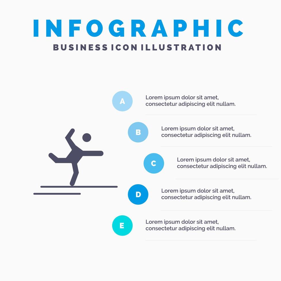 Athlete Gymnastics Performing Stretching Solid Icon Infographics 5 Steps Presentation Background vector