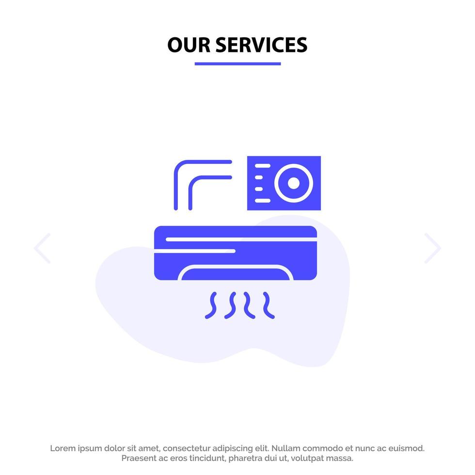 Our Services Air Aircondition Ac Room Solid Glyph Icon Web card Template vector