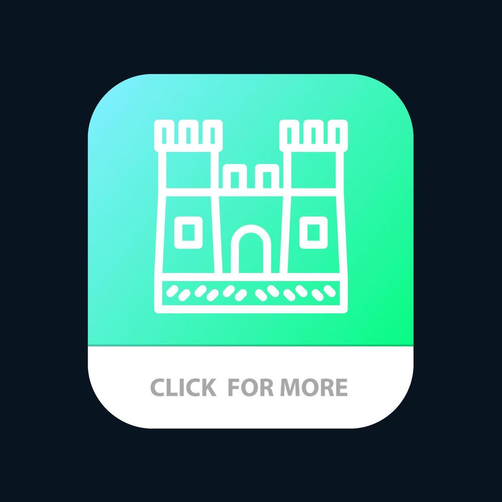 Beach Castle Sand Castle Mobile App Button Android and IOS Line Version vector