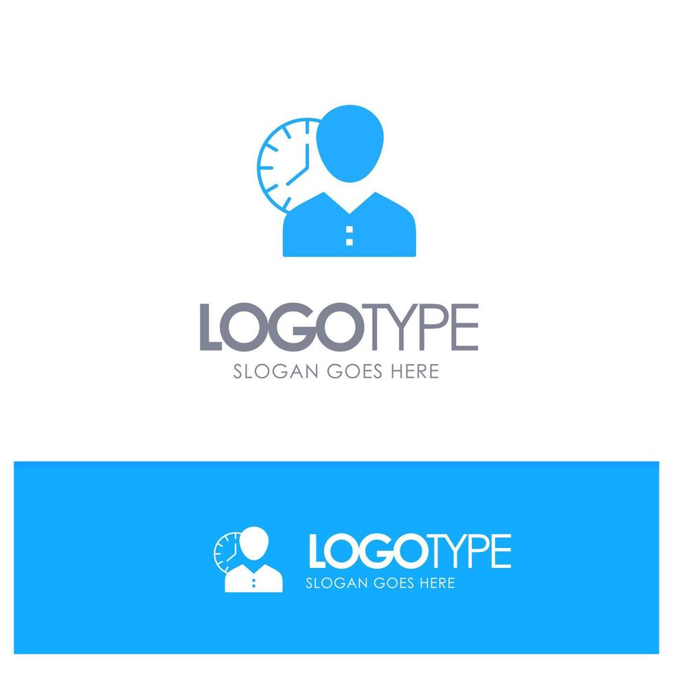 Clock Hours Man Personal Schedule Time Timing User Blue Solid Logo with place for tagline vector