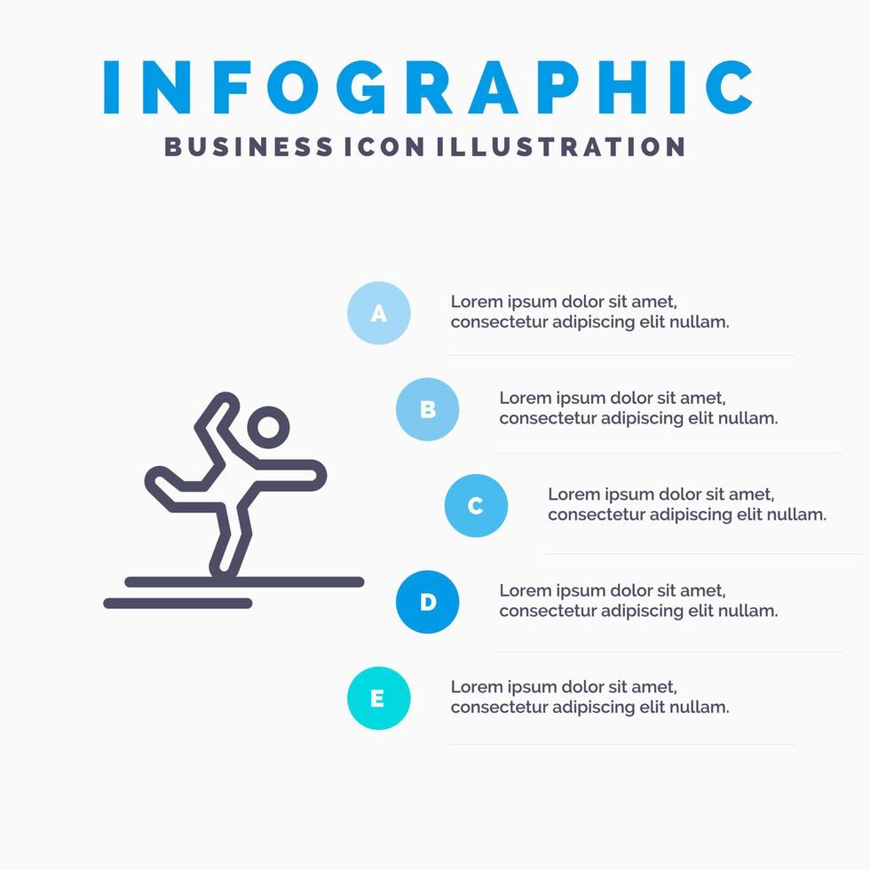 Athlete Gymnastics Performing Stretching Line icon with 5 steps presentation infographics Background vector