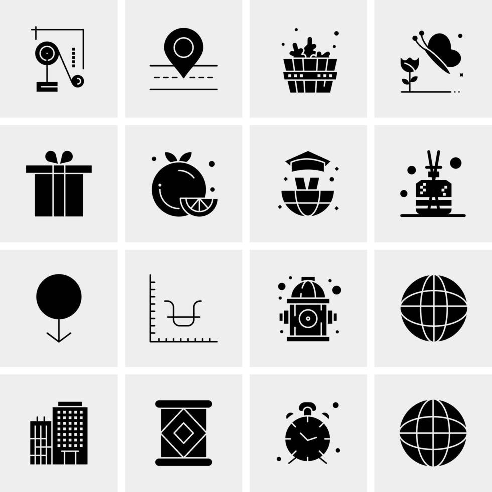 16 iconos universales de negocios vector ilustración de icono creativo para usar en proyectos relacionados con la web y dispositivos móviles