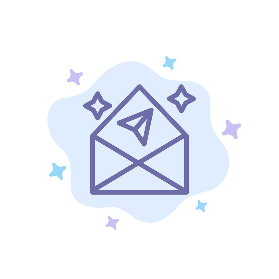 Arrow Chat Mail Open Blue Icon on Abstract Cloud Background vector