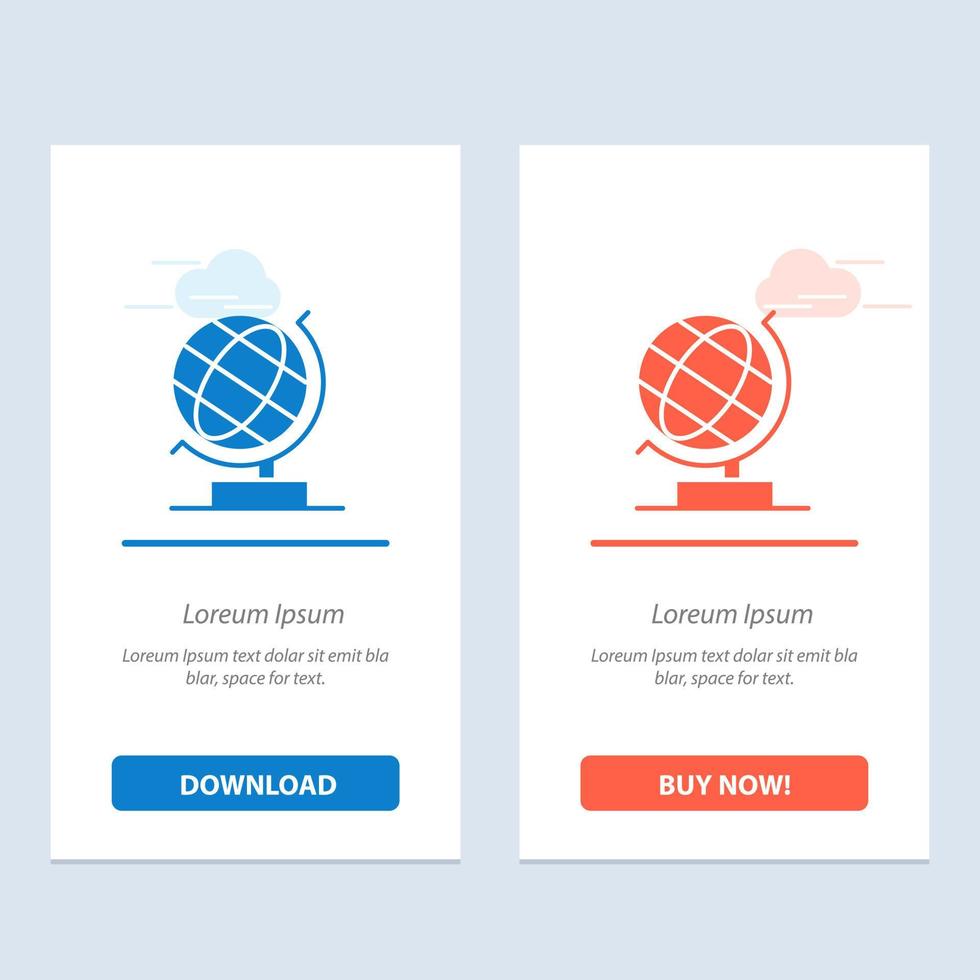 World Office Globe Web  Blue and Red Download and Buy Now web Widget Card Template vector