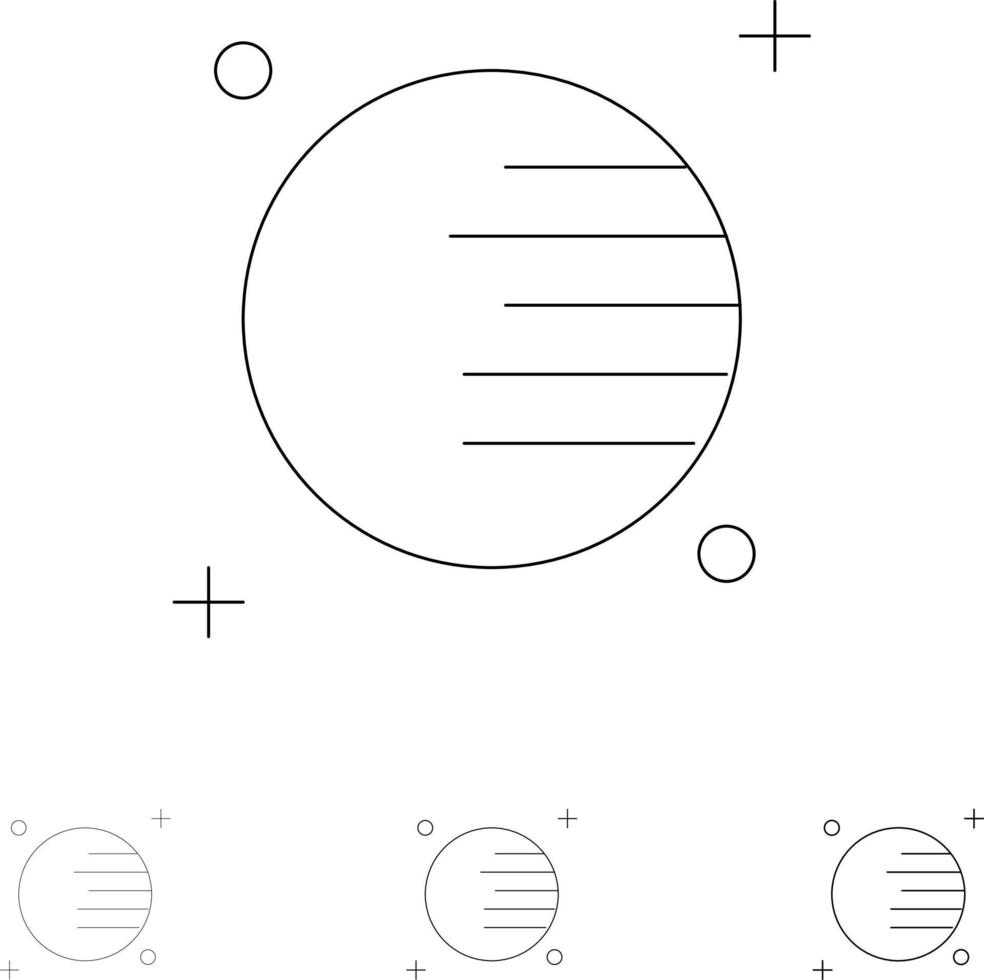 Astronomy Planet Space Bold and thin black line icon set vector