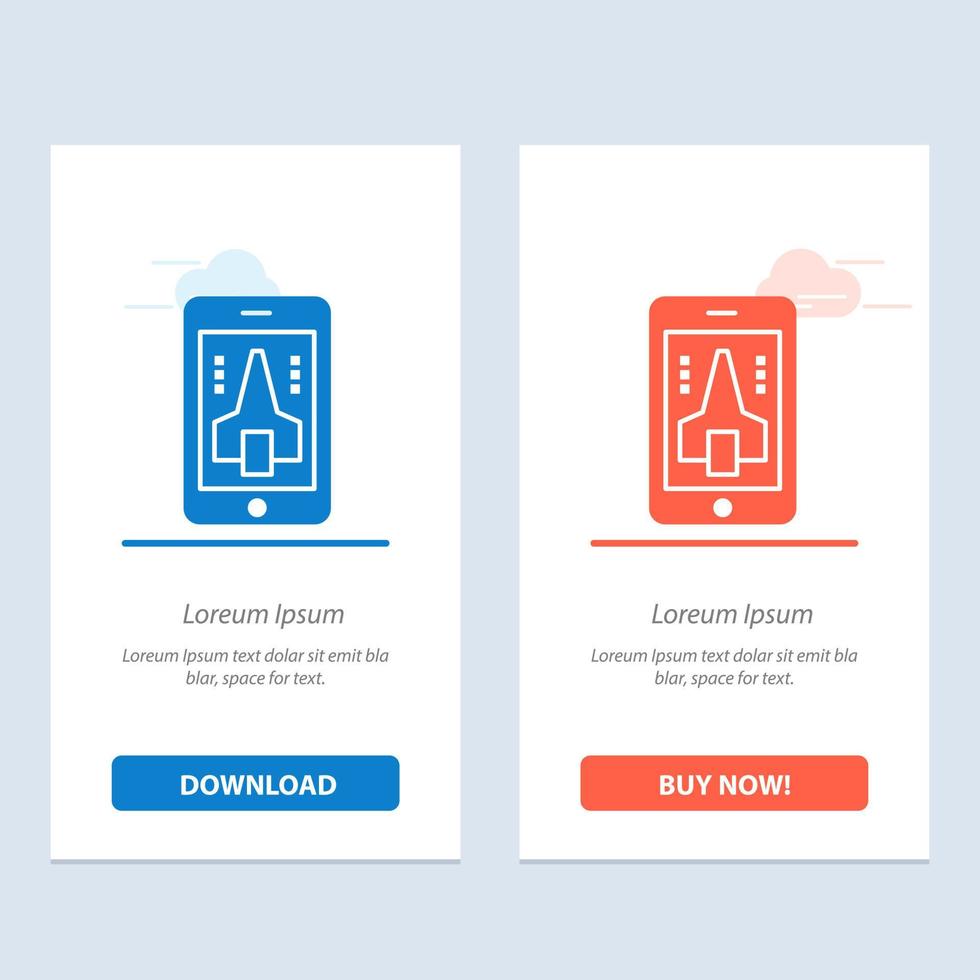 Game Playing Mobile Smartphone  Blue and Red Download and Buy Now web Widget Card Template vector